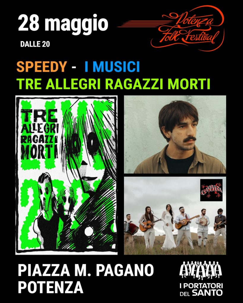Locandina 28 maggio: Speedy - I Musici e Tre allegri ragazzi morti